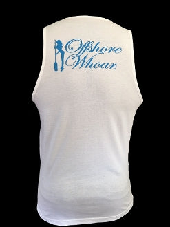 Blue Logo Tank Top White - offshorewhoar