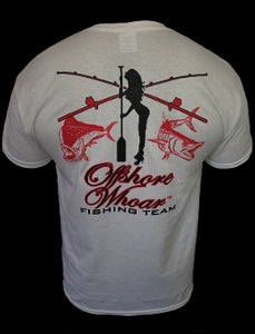 Mens Fishing Team T-Shirt White - offshorewhoar